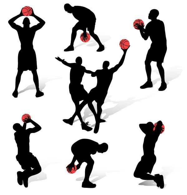 篮球人物动作剪影矢量图免费素材下载
