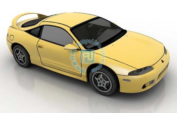 黄色三菱跑车3DMAX模型免费素材下载 - 软件自学网