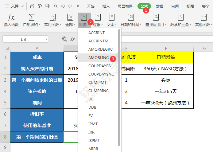 wps中amorlinc函数怎么用