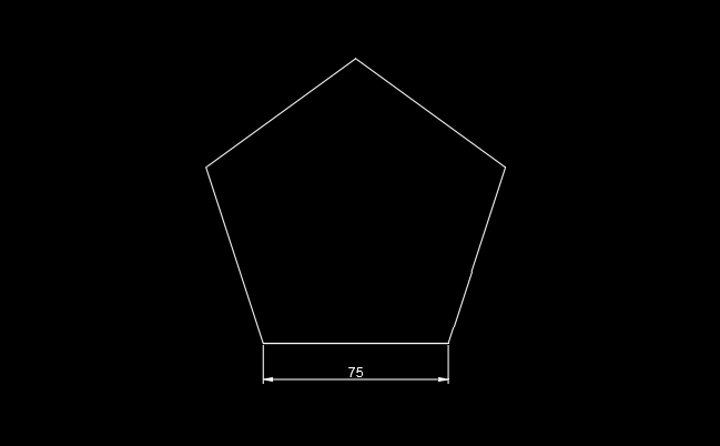 cad怎么画一个长75的五边形