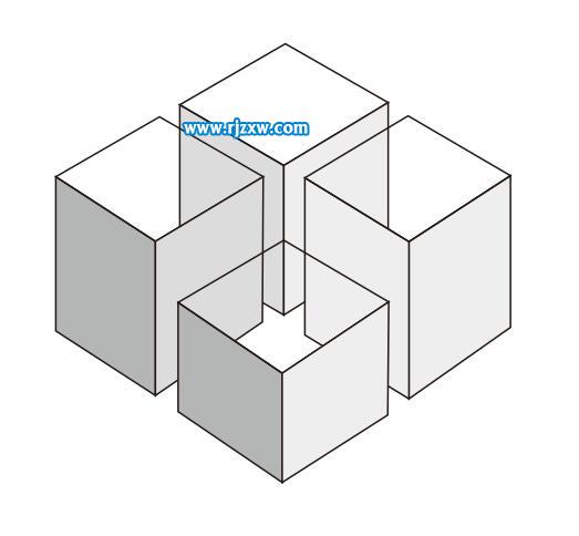 第3步,然后使用贝赛尔工具,绘制立体的顶面出来,效果如下:第2步,同样