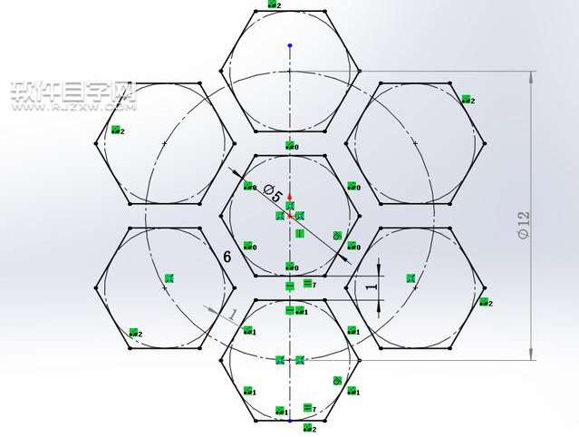 solidworks六边形镂空圆环建模的方法