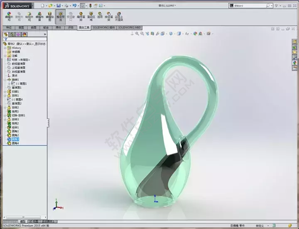 solidworks建模练习:用放样,扫描特征做的克莱因瓶子