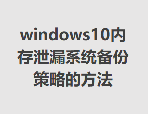 windows10�ڴ�й©ϵͳ���ݲ��Եķ���