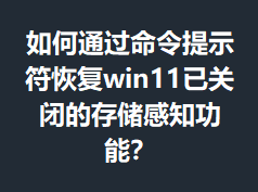 ���ͨ��������ʾ���ָ�win11�ѹرյĴ洢��֪���ܣ�