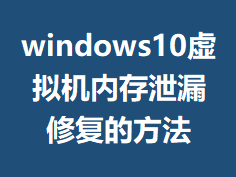 windows10������ڴ�й©�޸��ķ���