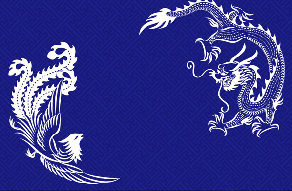 中国古典龙凤花纹素材矢量图