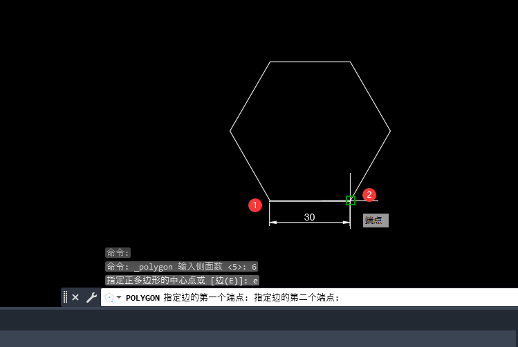 cad怎么画边长为30的正六边形第5步