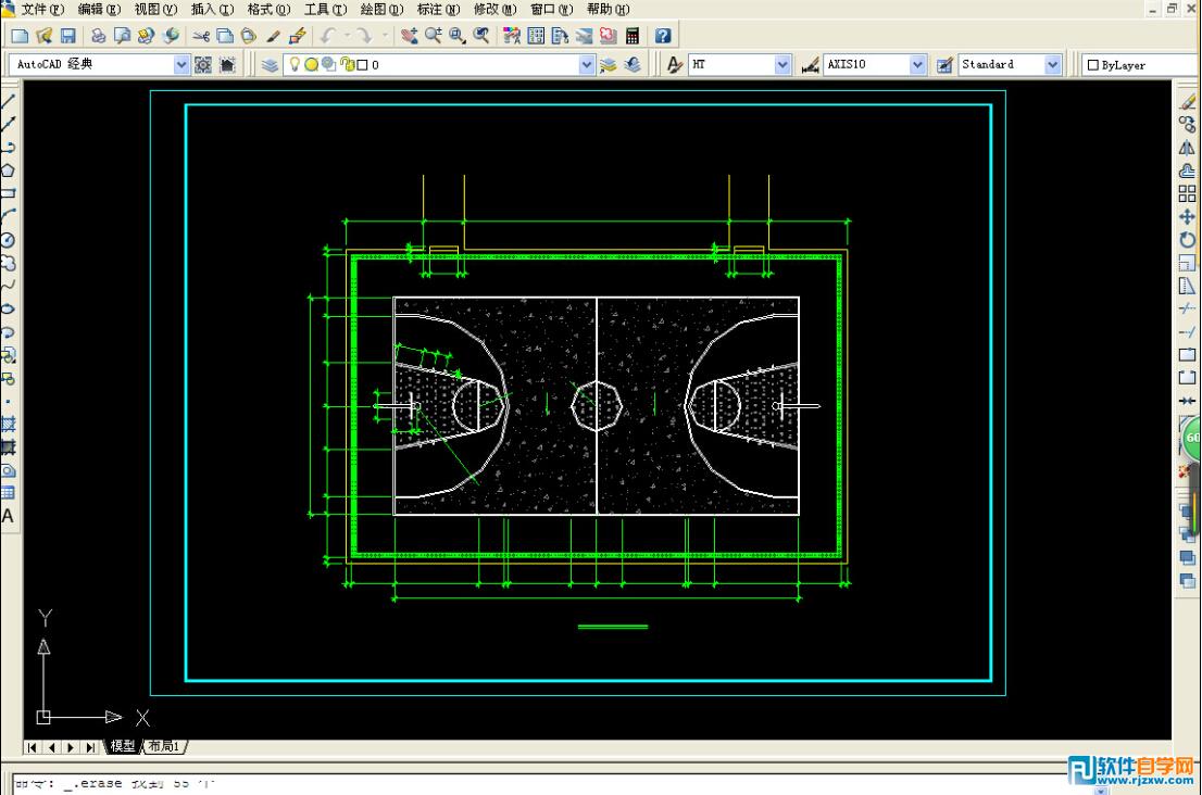 用cad繪製的籃球場