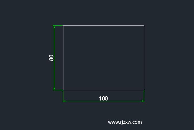 cad绘制一个100×80的矩形